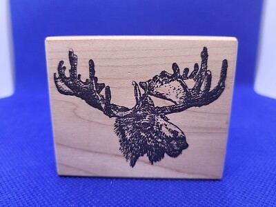 Stampa Barbara 2.75'' x 2.25'' Moose Head Antlers Stamp Vtg 1985