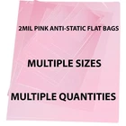 2Mil Anti-Static Lay Polyethylene Flat Poly Bags Pink Hard Drives SSD Electronic