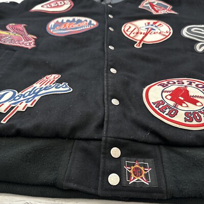 Vintage 90s JH Design MLB Patch Wool Blend Reversible
