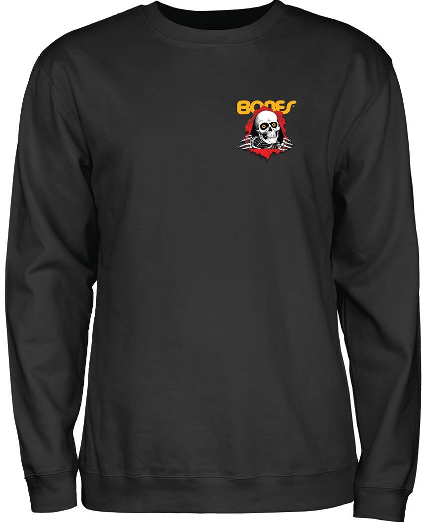 Powell Peralta BONES RIPPER CREWNECK Skateboard Sweatshirt BLACK