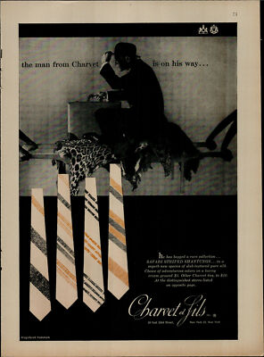 1956 Charvet et Fils Farari Striped Shantungs Men Ties Vintage Print Ad 3104