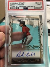 CORBIN CARROLL 2022 Leaf Trinity CLEAR Gold Foil Auto Autograph 46/50 PSA 9
