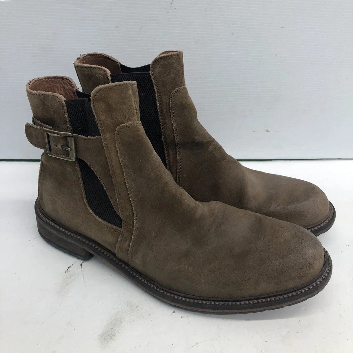 Johnston Murphy 1850 Brown Leather Buckle Harness Chelsea Boots Mens Size 10.5