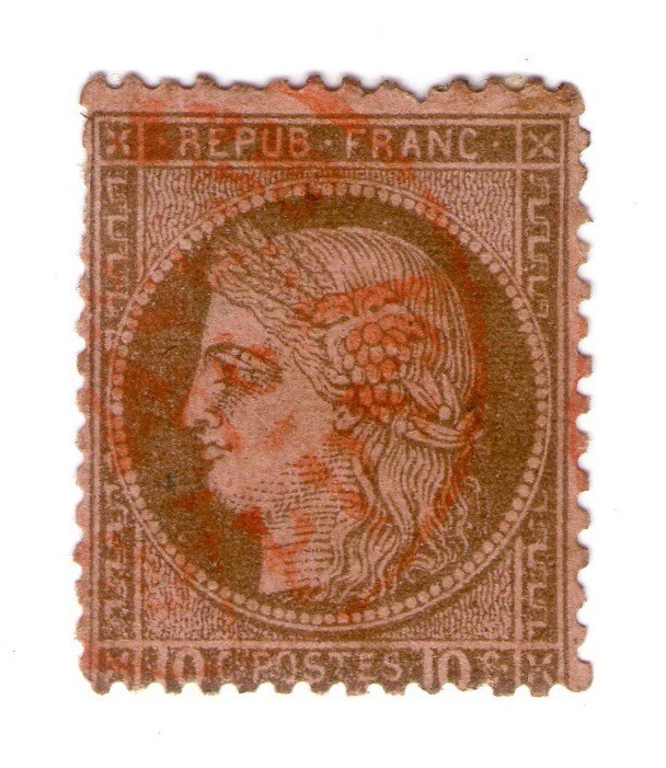 France (1870-71) - Ceres 10c Siege Issue (Yv#36a) Red Cancel