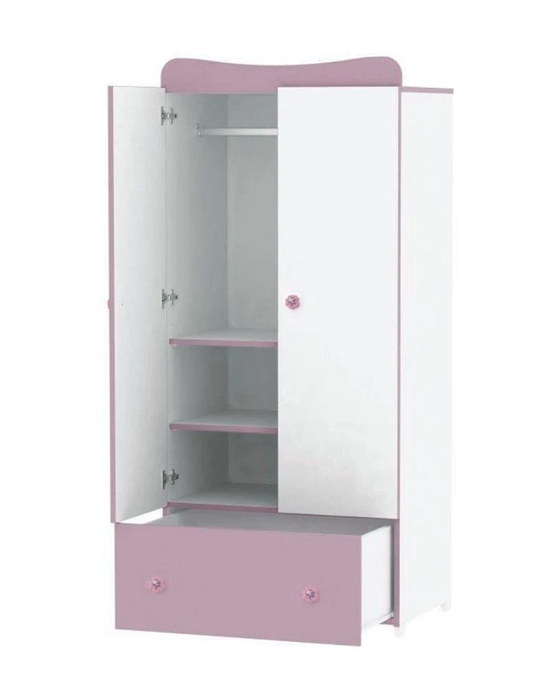 Baby 2 door wardrobe Lorelli Exclusive with one drawer in various colour combos - Image 2 of 4