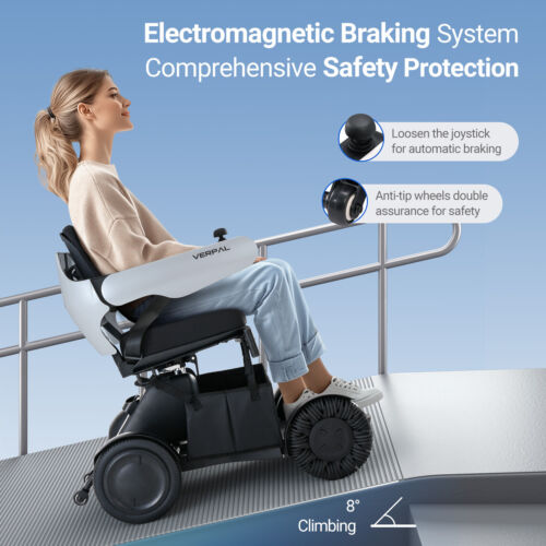 VERPAL Electric Wheelchair Futuristic Foldable 20 Mile Range Heavy Duty 300Lb US - Picture 2 of 14