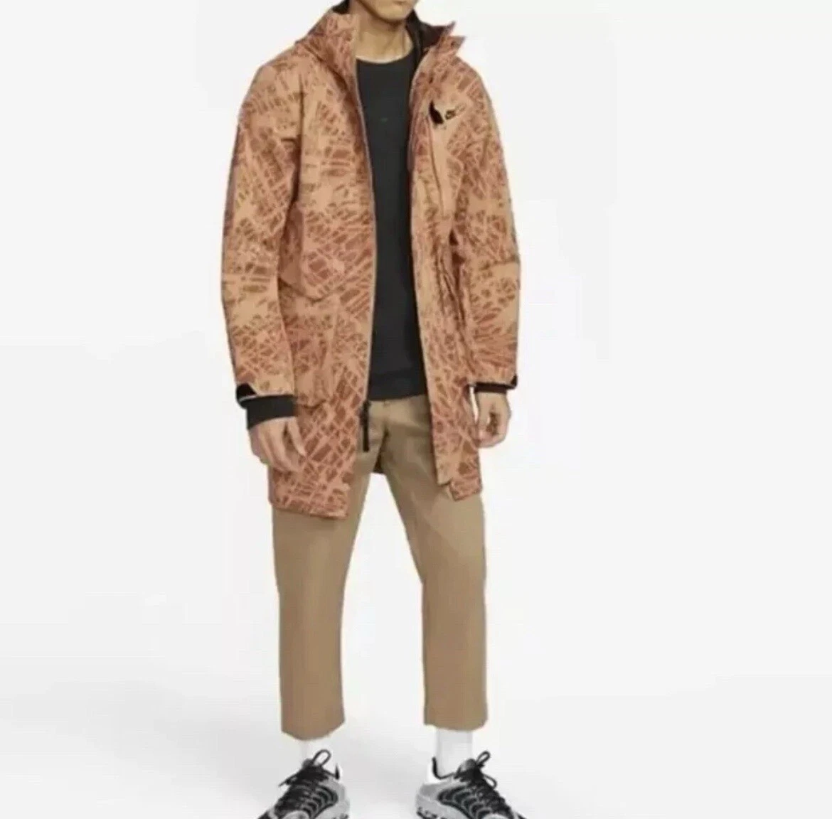 Nike Mens Ivory Brown Storm FIT ADV Tech Pack Full Zip Parka Jacket Size XS