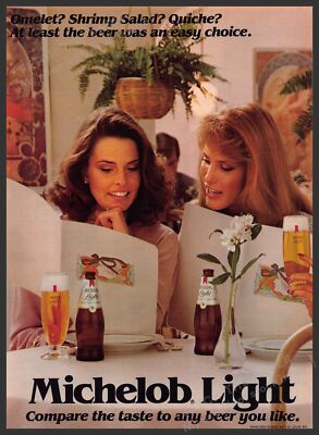 Michelob Light 1980s Print Advertisement 1982 Two Women Ordering