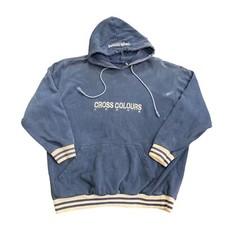 Vintage 90s Cross Colours Jeans Pullover Hoodie USA Hip Hop Sz XL Measurements 