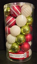 Holiday Time Red, Green  White Christmas Shatterproof 41 Ornaments