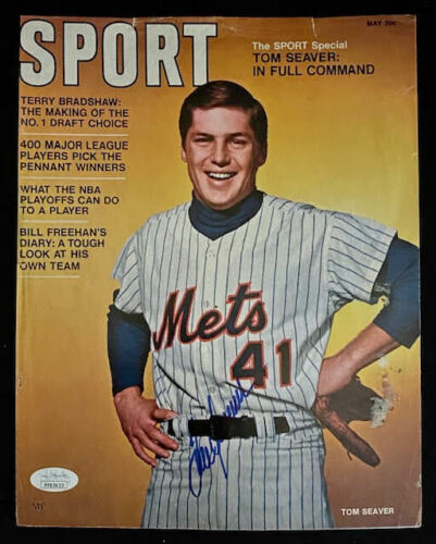 TOM SEAVER SIGNED AUTOGRAPH BASEBALL SPORT MAGAZINE COVER JSA NOT PSA METS