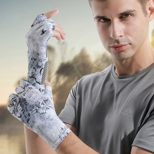 Winter Fingerless Fishing Gloves Breathable Sun Protection Gloves Non-Slip Grip - Picture 10 of 18