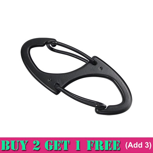 BLACK S-Shaped Binders Small Carabiner Clip Key Ring 41mm Long Load Clip EC