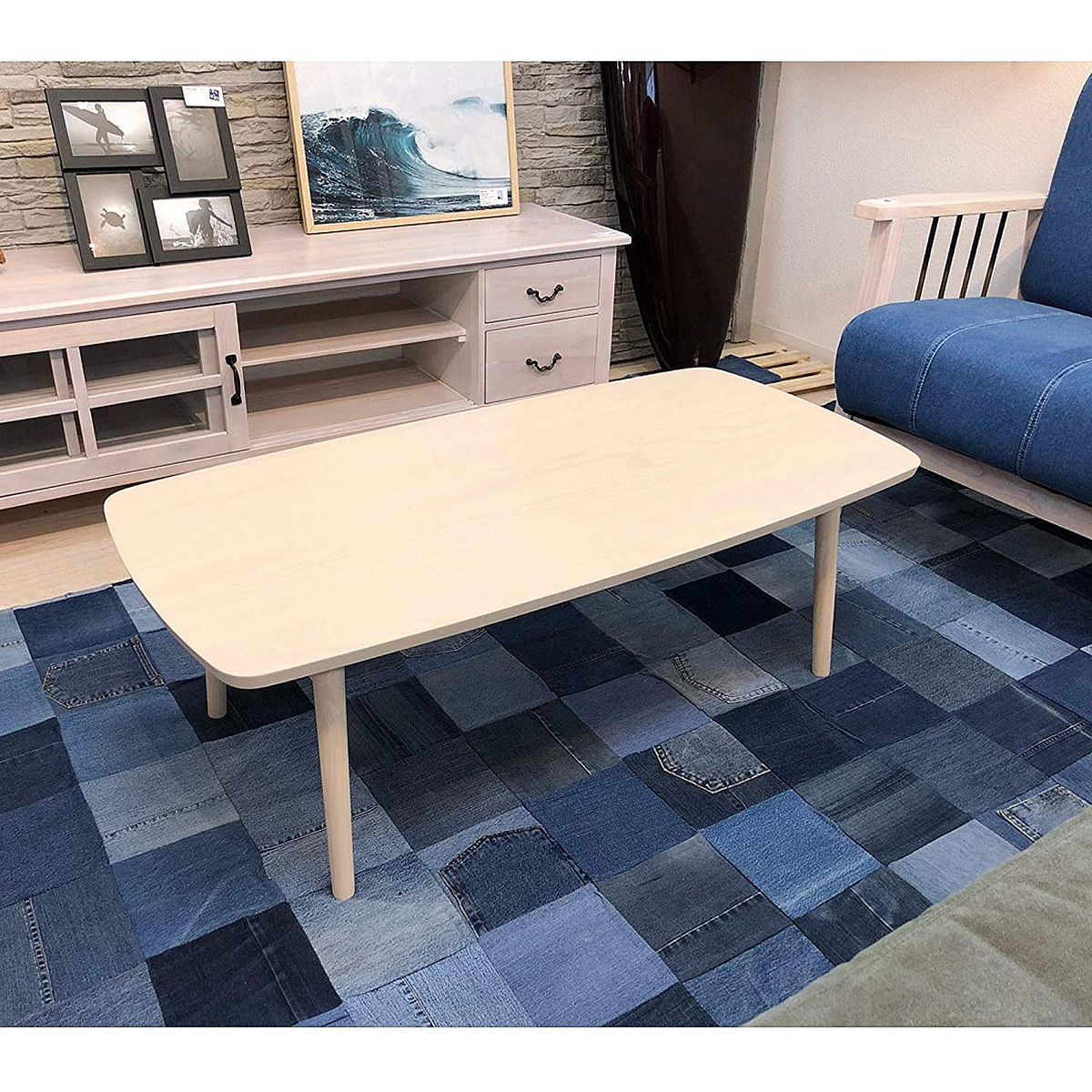 Wood Folding Coffee Table Whitewash Wooden Azumaya SGS-229WW F