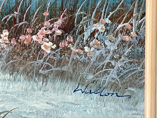 Vintage Walton original oil painting Girl Seashore Seagulls Pink signed framed - Picture 4 of 9