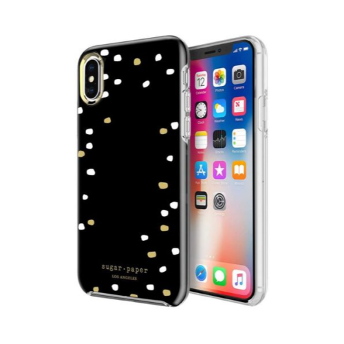 Incipio iPhone X / XS Case Black Gold Dots Stripes Hard Cover Protective Durable - Picture 2 of 24