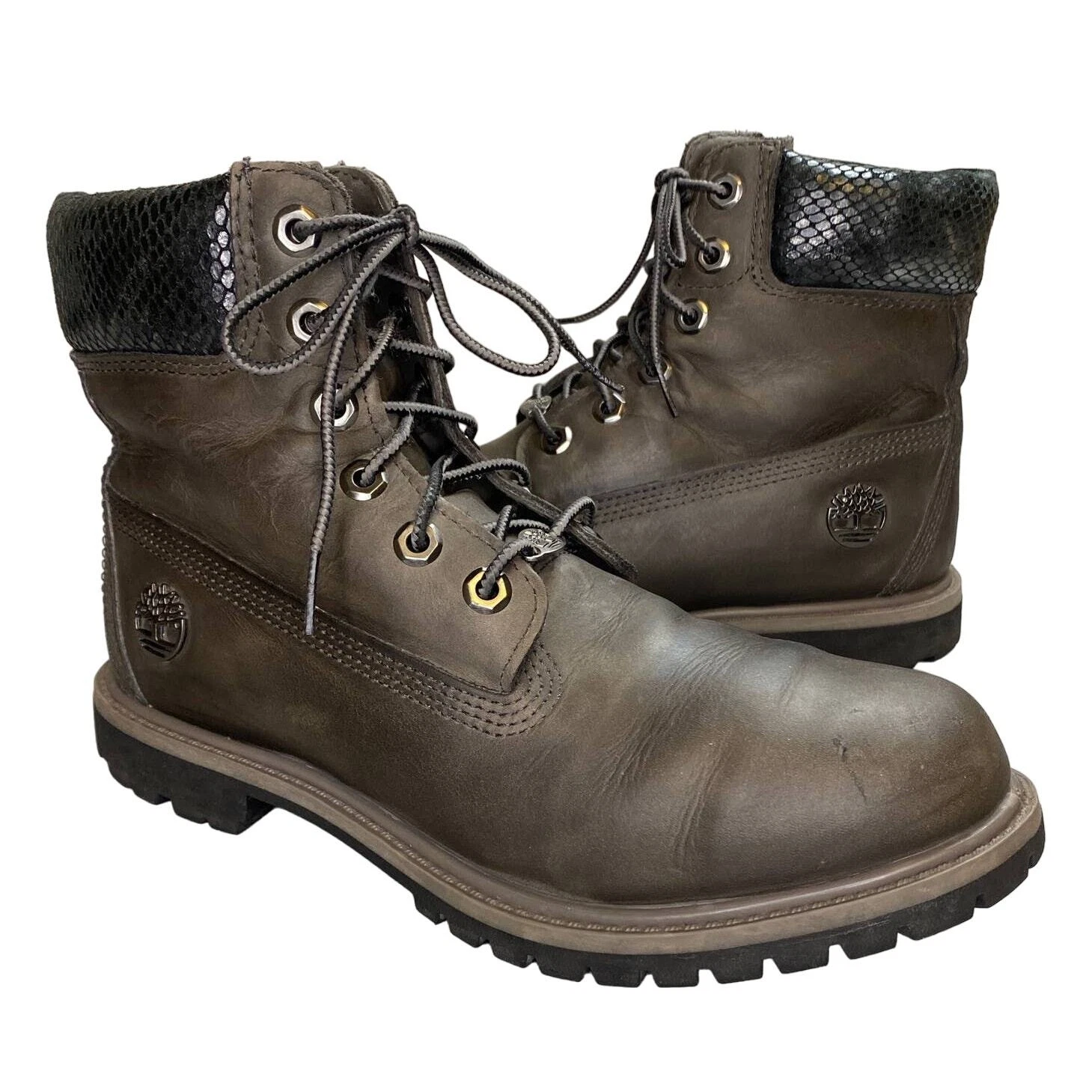 Timberland stivali impermeabili in pelle 6 pollici donna taglia 9 grigio Primaloft 200 grammi