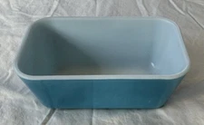 Vintage MCM PYREX #502-B Blue Refrigerator “Fridgie” Dish Mini Loaf Pan