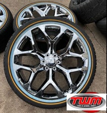 24 Snowflake Chrome Wheels Rims Tire W3053524 Vogue Tire Gold White 6x139