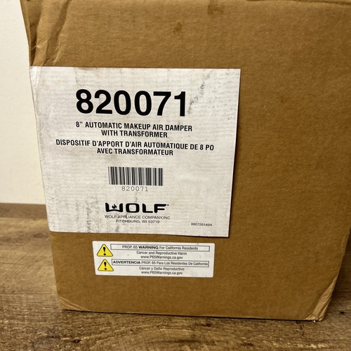 Wolf 820071 8" Automatic Makeup Air Damper~ READ DESCRIPTION - Picture 7 of 8