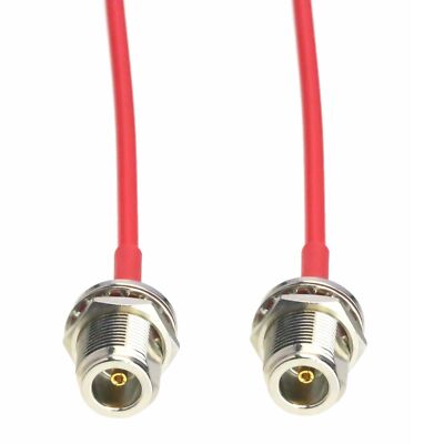 N  female double nut bulkhead RG402 .141'' RF Semi-Flexible Red Jacket 4~40''