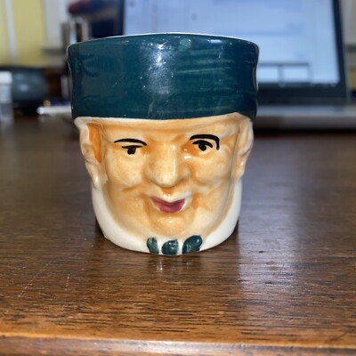 Vintage TOBY MUG Ceramic Character Occupied Japan Mini Man FACE Green Bow Tie