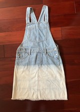 Old Navy Girls Denim Overall Dress Light Wash Fades To White Sz XL 14 