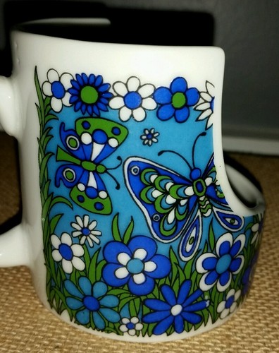 Vintage Royal Crown HARMONY Candle Holder JAPAN Flower Butterfly Blue/Green 4141 - Picture 7 of 7
