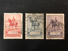 1935 AUSTRALIA SILVER JUBILEE OF KING GEORGE V FULL SET 3 2D 3D 1/- USED