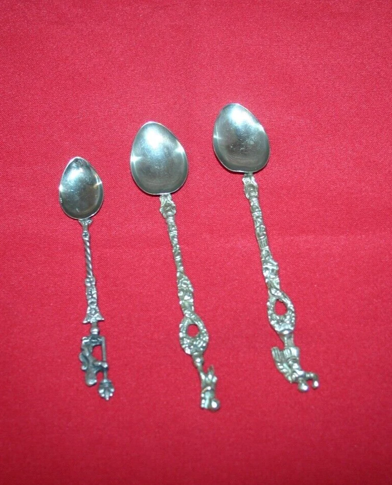 Lote de 3 cucharas de recuerdo Demitasse plateadas de Italia R-817 Foto 2 de 4