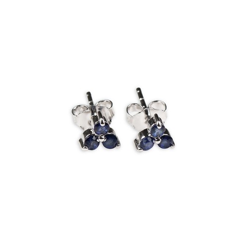 Blue Sapphire Stud Earrings 925 Sterling Silver Handmade Gemstone Jewelry Gift - Picture 2 of 7