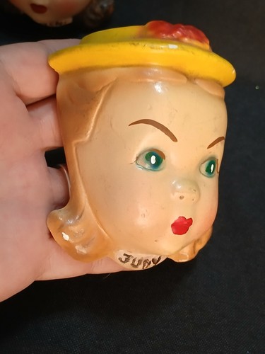 2 paia vintage di gesso bambine MaryAnne e Judy testa busto da appendere a parete - Foto 14 di 22