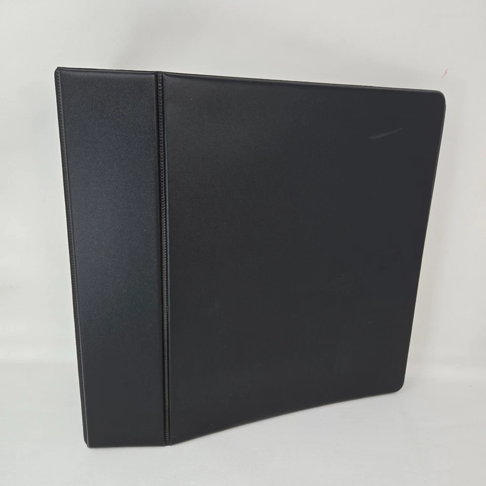 5" Heavy Duty 3-Ring Binder Finger Hole Locking D-Rings Black Vinyl Sheet Lifter - Image 2 of 4