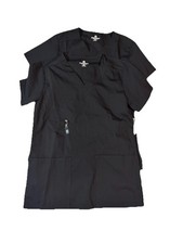 Lot Bundle of 2: White Swan V-neck Short Sleeve Women  s Scrub Tops -XXS - Black