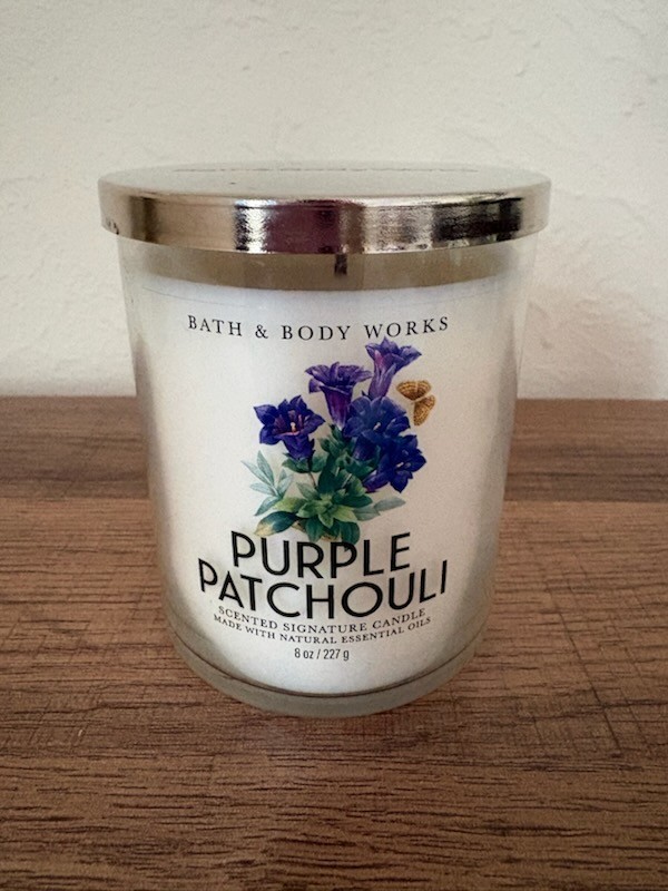 Bath & Body Works Purple Patchouli 8 oz candle - 90% full