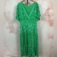 J. GEE boho artisan gauze maxi dress size XL resort goddess modern prairie green