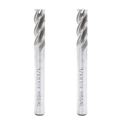 1/4 Inch HSS 4 Flutes End Mills Milling Cutter End Drill Bit Straight Shank Pack