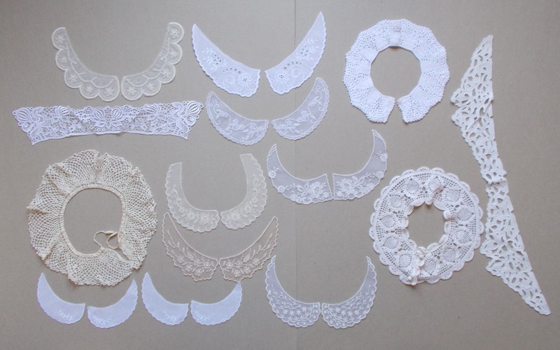 Vintage lot of 18 lace collars various conditions view all pics!