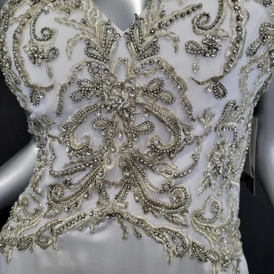 NWT~$1699~IMPRESSION~SZ 6/8~WHITE BEADED EMBROIDERED MERMAID WEDDING DRESS GOWN - Image 3 of 4