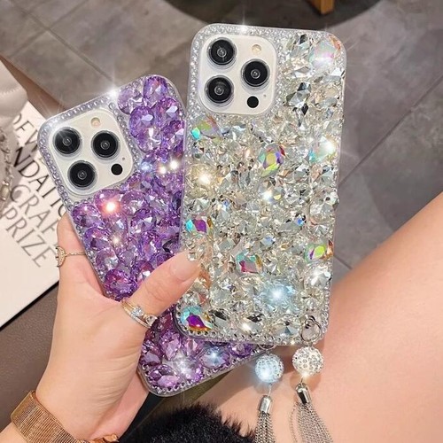 3D Bling Diamonds Case Rhinestones Crystals Sparkly Tassel Phone Case for Women - 第 1/14 張圖片