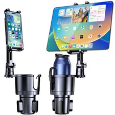 Cup Holder Phone Tablet Mount, 2 in 1 Car Cup Holder with Expander Adjustable...
