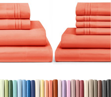 Coral Queen Bed Sheets Set - 4 6 Piece Luxury Bedding Collection