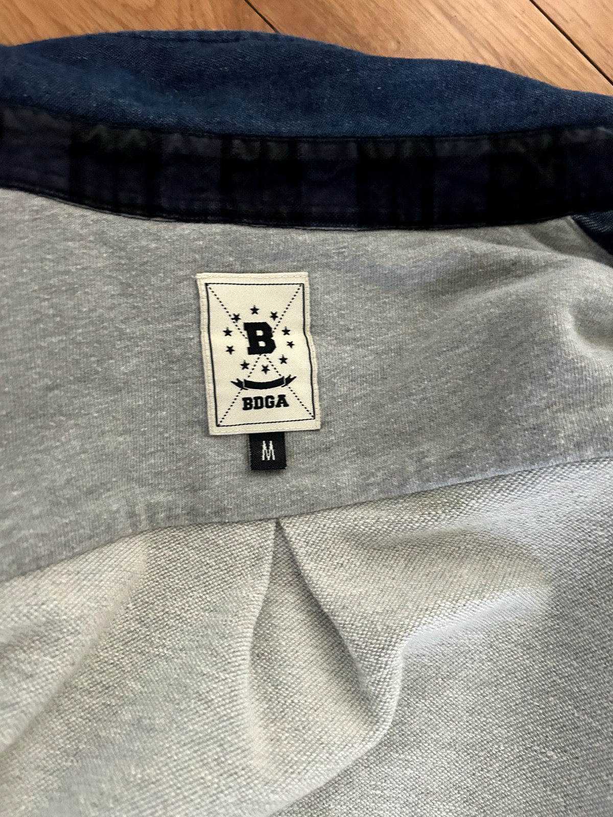 BDGA Bodega Patchwork Denim Button Down Shirt Med… - image 2