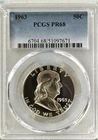 1963 PROOF FRANKLIN PCGS PR68, WELL DEFINED DEVICES, NO SPOTS, HAZE OR TONING