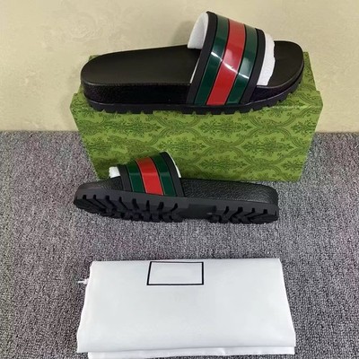 Gucci Men\'s Black and Green Slide Sandals Gucci Men main image 4