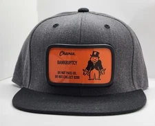 Monopoly Chance Bankruptcy Hat, Removable Metal Patch, Snapback