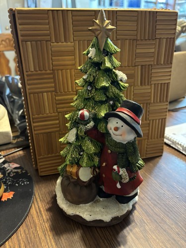 Ceramic Vtg Light Up Snowman AND Christmas Tree On/Off Switch 10" - Picture 7 of 7