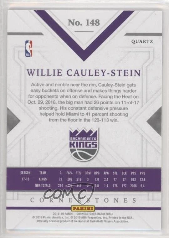 2018-19 Panini Cornerstones Quartz /49 Willie Cauley-Stein #148 - Image 2 of 2