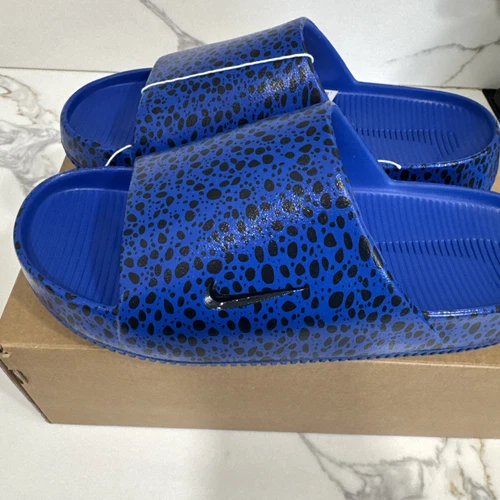 Nike Calm Electric Mens Slides Sandals Racer Blue Print Size 10 HF1067 400