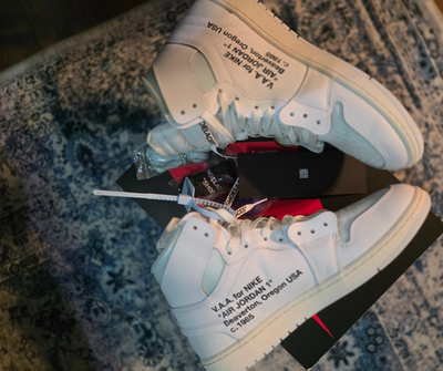 Off White Virgil Abloh Air Jordan 1 High VAA White Sneakers Men's